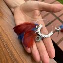 Kolczyki koła boho Ruda Klara - turkus i zieleń, lekkie handmade