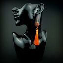 Długie kolczyki z karneolem i chwostem - miedziane wire wrapping