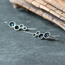 Srebrne kolczyki wiszące z czarnymi minerałami, kolczyki z karborundem, biżuteria z węglikiem krzemu