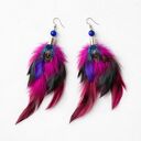 kolczyki amarantowo fioletowe pióra