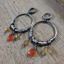 Kolczyki - karneol z cytrynem na kole