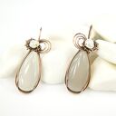 Kolczyki z agatem i perłą - wire wrapping miedź