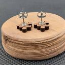 Kolczyki drewniane Puzzle Czarne - ręcznie malowane