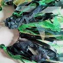 Kolczyki boho Frida - długie pióra w zieleni i turkusie