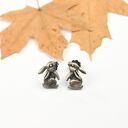 Kolczyki srebrne z zajączkami szare małe