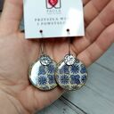 Kolczyki decoupage wiszące w orientalnym stylu - stal chirurgiczna i żywica