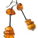 Oryginalne kolczyki z bursztynów bałtyckich mlecznego i koniakowego Prezent z klasą