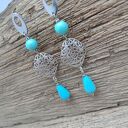 Kolczyki Ażurowy Liść Turkusowy Howlit