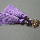 Liliowe kolczyki boho z chwostami i cyrkoniami - handmade