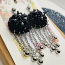 Czarne kolczyki szydełkowe - kulki na łańcuszkach