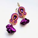 Autumn Flowers haftowane kolczyki sutaszowe