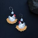 Kolczyki z kurą na gnieździe