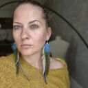 Długie kolczyki z piórami boho-etno w turkusie na ślub i imprezę