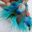 Kolczyki pióra etno boho folk turkusowe - Ruda Klara