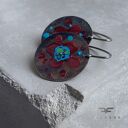 Kolczyki Exotic Flower - Dark Ruby & Turquoise Blue