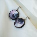 Drewniane kolczyki z wzorem, kolczyki ze stali nierdzewnej, kolczyki ze stali medycznej