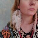 Kolczyki długie, bujne i lekkie pióra w stylu folk/boho Frida