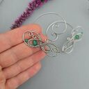 Oryginalne nausznice z zielonym agatem - wire wrapping