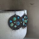 Kolczyki Azure Dots Green & Blue - ręcznie emaliowane turkusowe kropki