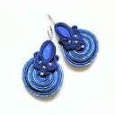 Kolczyki haftowane sutaszowe Blue Spiral