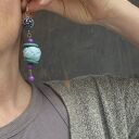 Kolczyki niebieskie boho Box M1 - turkus i fiolet