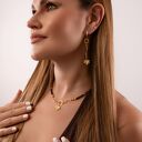 Kolczyki z granatem Liść klonu, Srebro 925 w złotym pokryciu