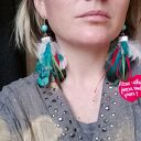 Kolczyki wiszące z piór etno i boho - kolorowe