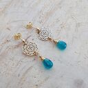 Ażurowe kolczyki z morskim kwarcem