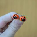 Ręcznie robione, antyalergiczne kolczyki dynie Halloween - dla dzieci i dorosłych