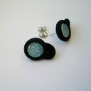 Druzy agatowe białe tęczowe - mini kolczyki sutasz