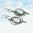 Larimar wire wrapping, kolczyki " Lethias"