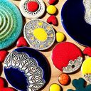 Żółte okrągłe kolczyki ceramiczne na antyalergicznych sztyftach - lekkie i ekologiczne