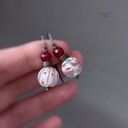 Kolczyki White Millefiori & Bordo z jadeitem, szkłem millefiori i biglami z oksydowanego srebra 