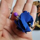 Kolczyki granatowe lekkie kwiaty Frida - handmade