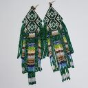 Boho kolczyki Zielone Macoda z długimi frędzlami (17 cm)