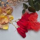 Kolczyki czerwone pióra leciutkie