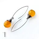 Goldfish - srebrne kolczyki z chalcedonem miodowym