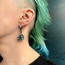 Srebrne kolczyki Symbol Słońca z labradorytem 11 mm (925) - oksydowane wiszące