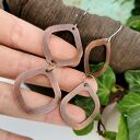 Kolczyki miedziane surowe w kształcie rombów c714ss