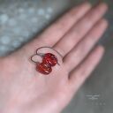 Kolczyki Red Glass - czerwone kwiaty ze szkła butelkowego i srebra 925