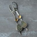 srebrne kolczyki z agatu druzy oraz cytrynu