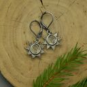 Małe kolczyki słoneczka kryształ górski wire wrapping gwiazdki