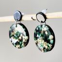 Czarne kolczyki, kolczyki z prawdziwymi kwiatami