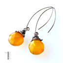 Goldfish - srebrne kolczyki z chalcedonem miodowym