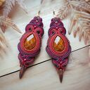 Długie kolczyki sutasz boho ceglano brązowe