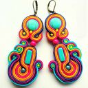 Kolczyki sutaszowe haftowane Bajobongo - kolorowe handmade