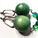 Kolczyki drewno kamienie box w1