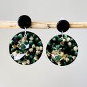 Czarne kolczyki, z prawdziwymi kwiatami