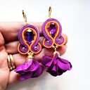 Autumn Flowers haftowane kolczyki sutaszowe