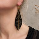 Czarno-złote kolczyki z frędzlami - elegancka biżuteria handmade